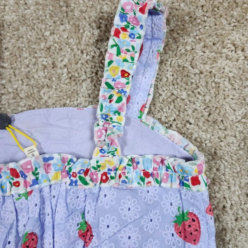 Finding Foxtale Tank Top‎ Purple Strawberry Eyelet Floral Ruffle Cottagecore 2